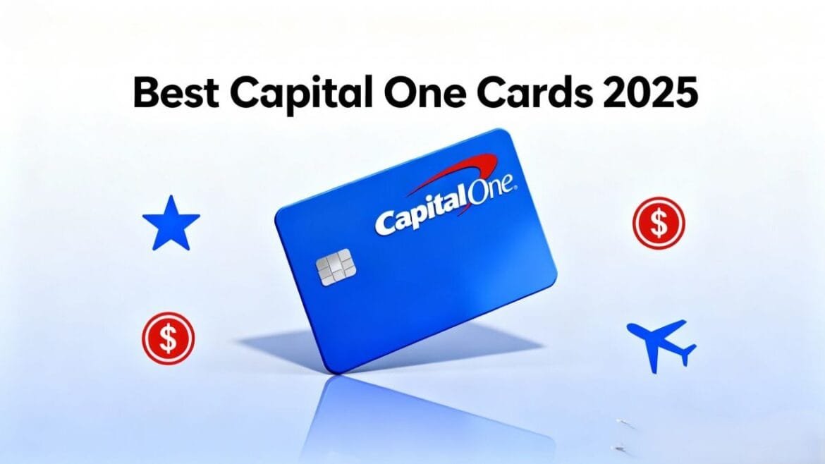 Capital One credit card illustration showing rewards and benefits