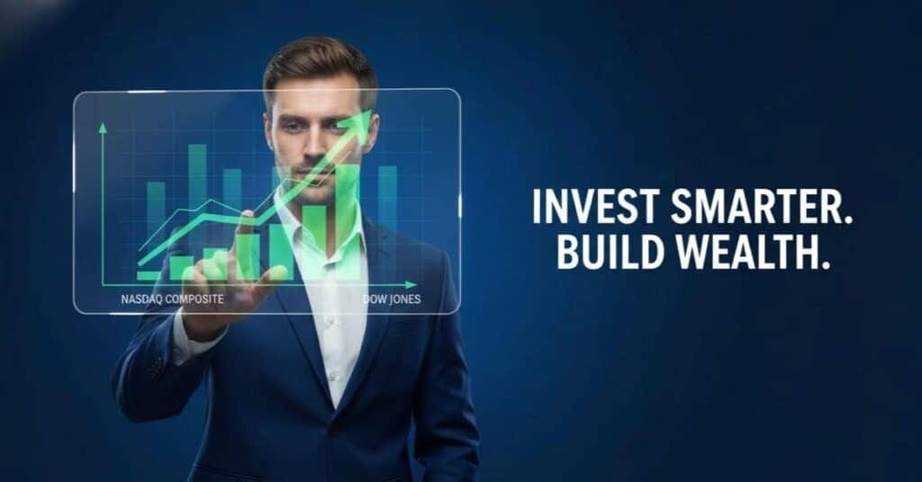 Person reviewing investing portfolio on laptop showing stock market growth charts and long-term wealth building strategy 2026
