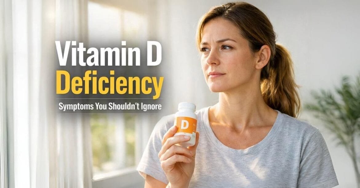 Vitamin D deficiency symptoms explained with sunlight exposure and health awareness concept