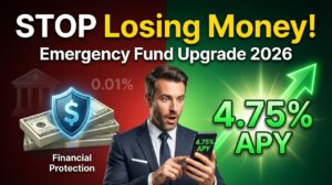 High yield savings account for emergency fund comparison showing 4.75% APY vs traditional savings rate